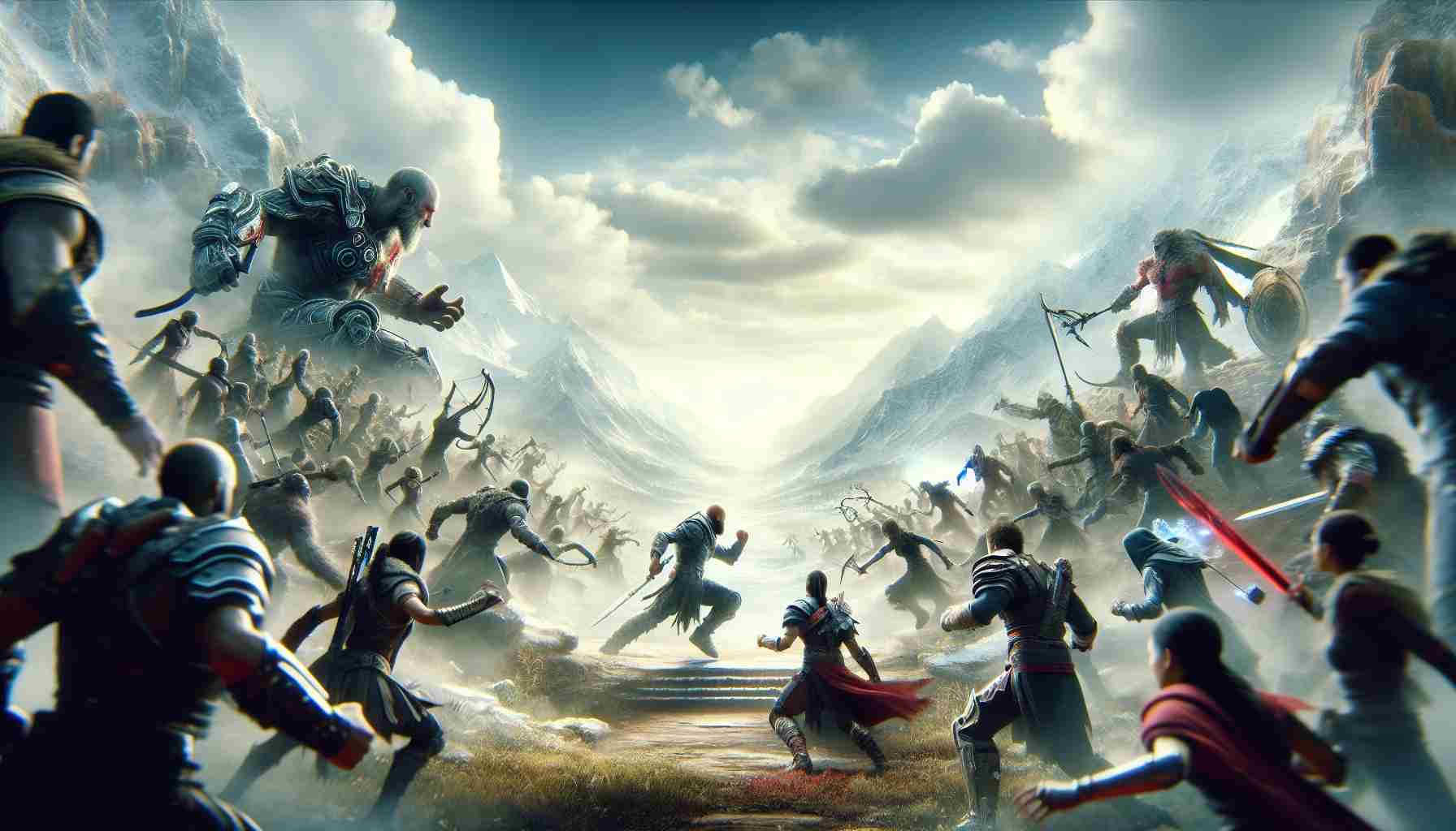 A high-definition, lifelike image featuring a scene from a revolutionary, groundbreaking video game. The scene depicts an epic showdown between two powerful characters. They should be in a vast, open-world setting, with each character displaying their unique abilities. An atmosphere of intense competition, rarity, and the thrill of in-game battle should be clearly visible.