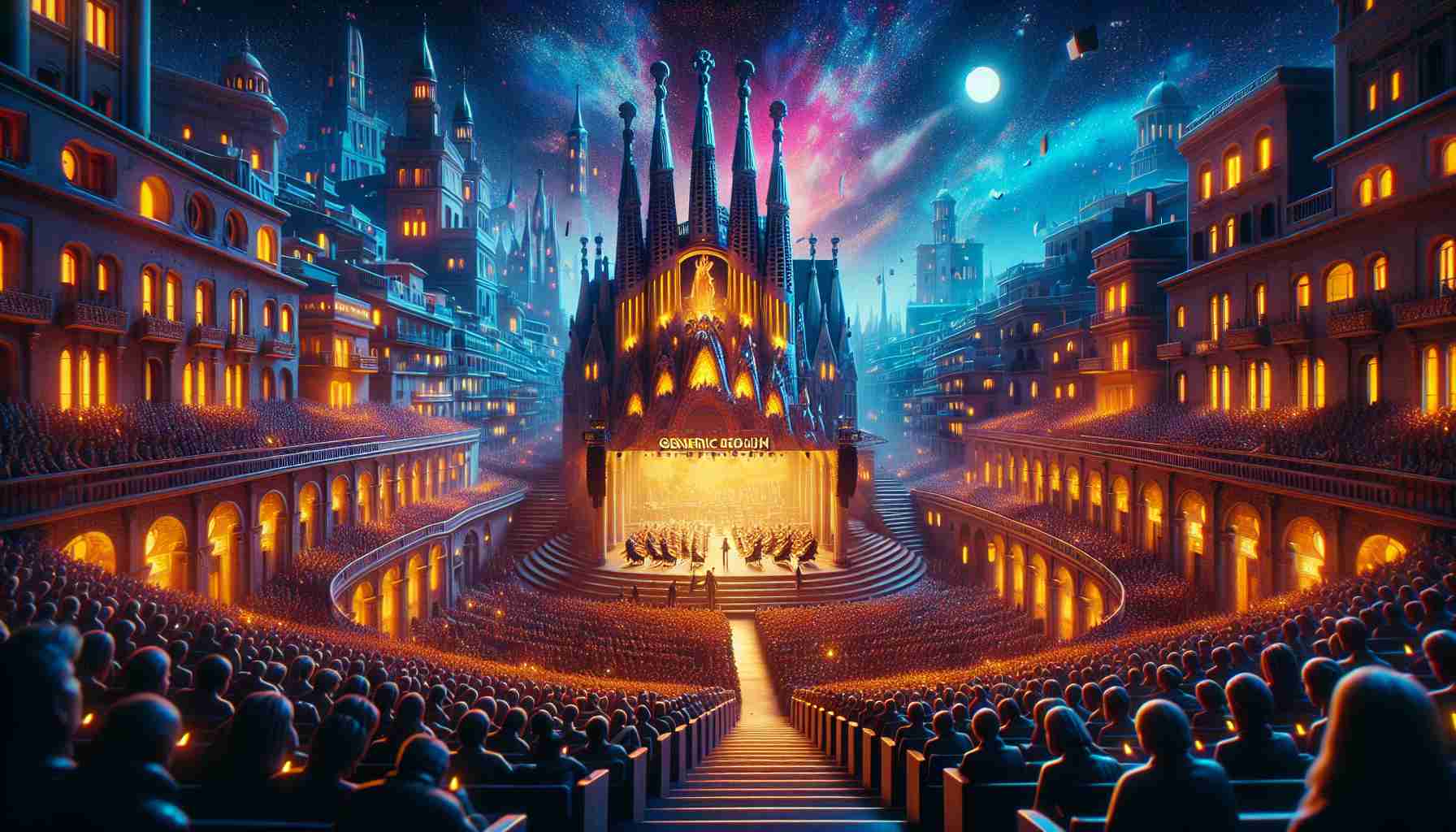 Visualize a high-definition, realistic image of a generic artist's dreamlike musical requiem premiering in Barcelona. Depict the scene filled with anticipation and excitement, reflecting both the passion of the music and the vibrant culture of the city. Ensure to capture the unique, expressive elements that make such an event a truly special reflection like no other.