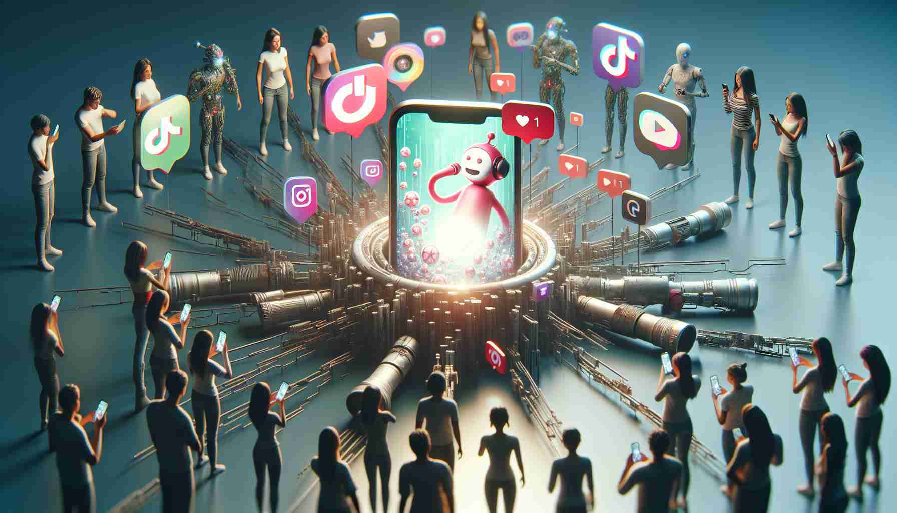 A high-resolution realistic image portraying the concept of TikTok users exploring alternatives in the scenario of a potential app ban. Visualize users with various types of devices, focusing on different apps and platforms, expressing a range of emotions from curiosity and excitement to uncertainty and concern.